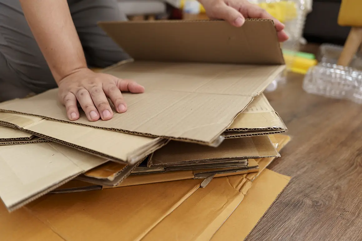 Stained cardboard and paper