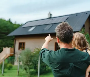 Solar panels in a house. 