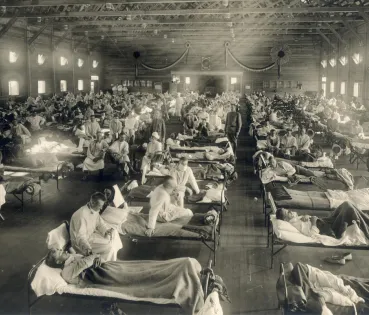 Emergency hospital during the influenza epidemic at Camp Funston, Kansas