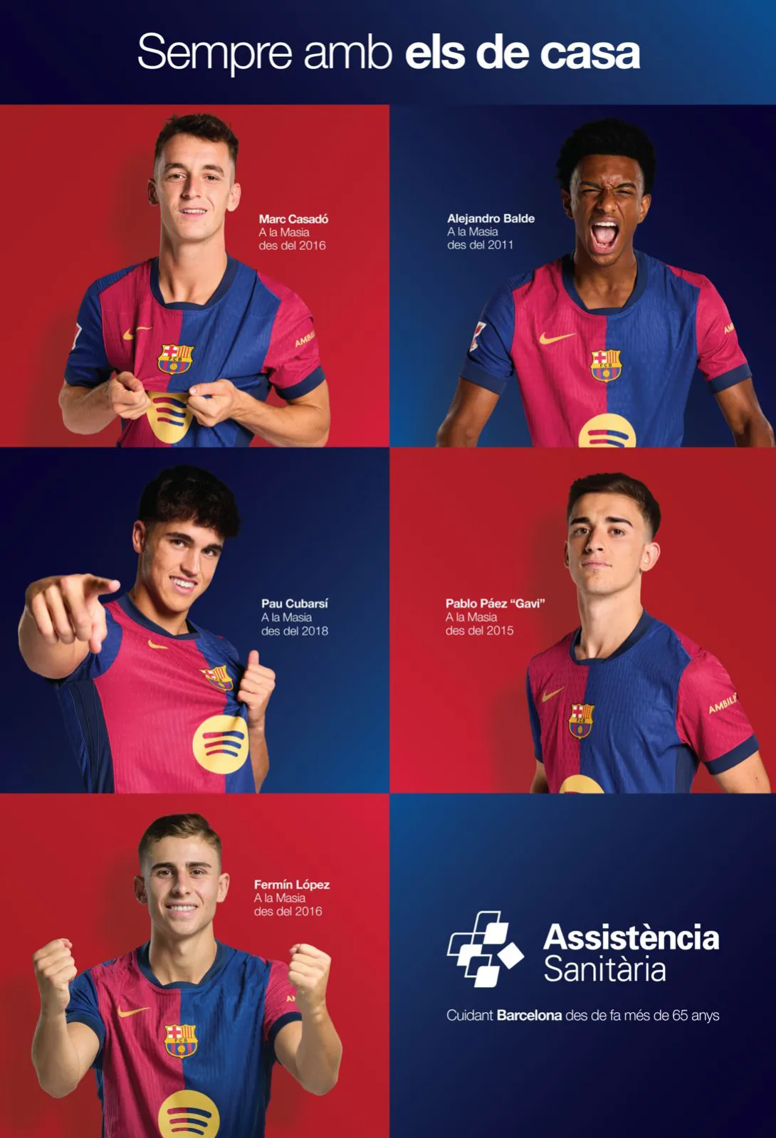 Cinco jugadores del Barça, ejemplo de los valores compartidos por el club y la aseguradora médica.