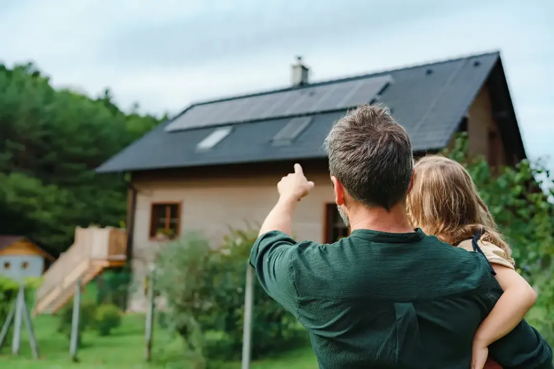 Solar panels in a house.