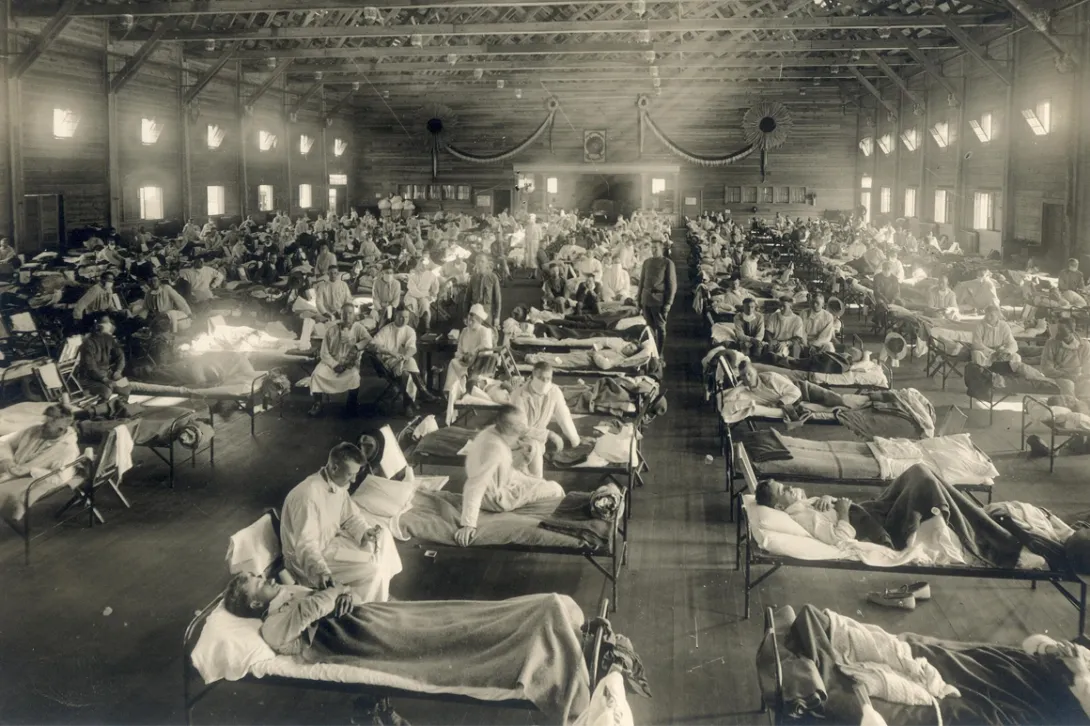 Emergency hospital during the influenza epidemic at Camp Funston, Kansas
